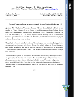 Eastern Washington Resource Advisory Council Meeting Scheduled for February 23