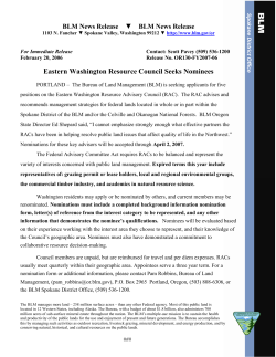 Eastern Washington Resource Council Seeks Nominees