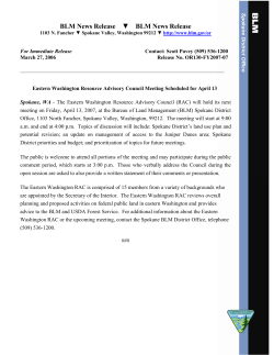 Eastern Washington Resource Advisory Council Meeting Scheduled for April 13