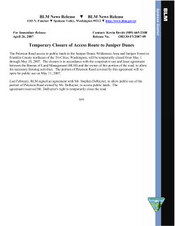 Temporary Closure of Access Route to Juniper Dunes May 1-10
