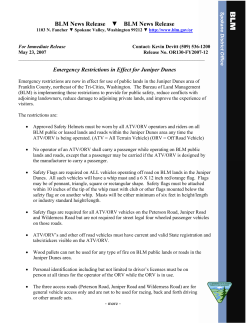 Emergency Restrictions in Effect for Juniper Dunes