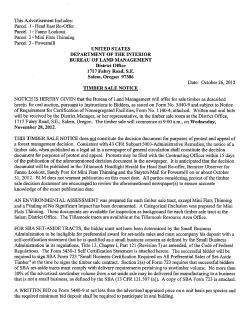 November 2012 Timber Sale Notice