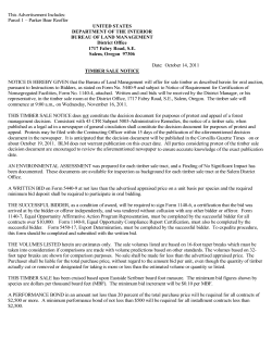 October 2011 Timber Sale Notice