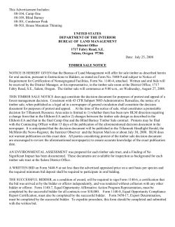 Timber Sale 08-104, Camp One, 08-109, Blind Barney, 08-301, Condenser Peak , 08-503, House Mountain Thinning