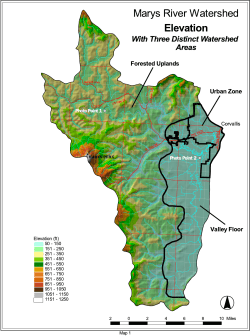 Three areas of the Watershed: Forested Uplands, Valley Floor and Urban