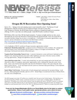 Salem, Ore. - Spring is here and camping season is just around the corner! The Bureau of Land Management's (BLM) recreation sites in northwest Oregon will open in early May. From Newport to Welches, the BLM Salem District continues to expand and improve its recreation offerings