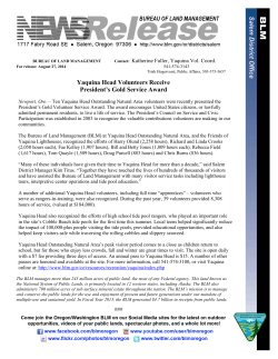 Newport, Ore. - Ten Yaquina Head Outstanding Natural Area volunteers were recently presented the President's Gold Volunteer Service Award. The award encourages United States citizens, or lawfully admitted permanent residents, to live a life of service.