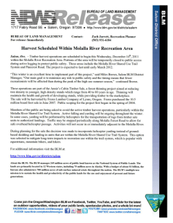 Timber harvest operations are scheduled to begin this Wednesday, December 14th, 2011 within the Molalla River Recreation Area. Portions of the area will be temporarily closed to public access during active logging to protect public safety. These areas include the Molalla River Shared Use Trail System and Pinecrest Road. The project is expected to last until early March 2012.