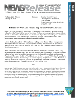 Salem, Ore. -- On February 17, at 8:45 a.m., 120 elementary and high school West Linn students will gather at the White Oak Savanna in West Linn.