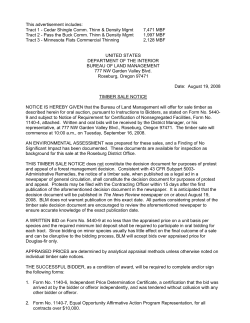 Cedar Shingle, Pass the Buck amp; Minnesota Flats Timber Sale Notice