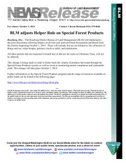 Roseburg, Ore. - The Roseburg District Bureau of Land Management (BLM) will implement a decision discontinue allowing helpers on all non-rock and non-board feet permits purchased from the District beginning October 1, 2014. These will include, but are not limited to, the collection of things such as: cedar boughs, greenery (such as salal), and mushrooms.