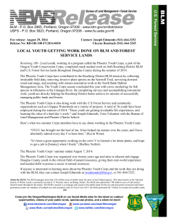 Roseburg, OR - Local youth, working in a program called the Phoenix Youth Corps, a part of the Oregon Youth Conservation Corps, completed much-needed work on both Roseburg District BLM and U.S. Forest Service lands throughout Douglas County during the summer of 2014.