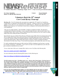 Roseburg, Ore. Over 60 volunteers this year turned out to support the 10th Annual Cow Creek Byway Cleanup effort, in conjunction with National Public Lands Day. Volunteers removed over 2,400 pounds of garbage, 15 tires, three TVs, one couch and one air conditioning unit. Materials were collected south of Riddle, Oregon along the Cow Creek Back Country Byway, managed by the Roseburg District Bureau of Land Management.