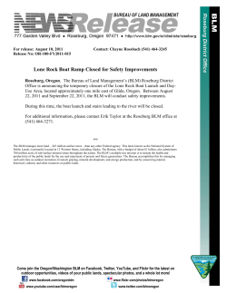 Roseburg, Oregon. The Bureau of Land Management's (BLM) Roseburg District Office is announcing the temporary closure of the Lone Rock Boat Launch and Day-Use Area, located approximately one mile east of Glide, Oregon. Between August 22, 2011 and September 22, 2011, the BLM will conduct safety improvements.