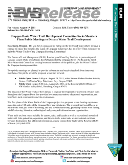 Roseburg, Oregon. Do you have a passion for being on the river and want others to have a chance to enjoy the benefits the Land of Umpqua waterways has to offer? Then volunteer to help the Water Trails of the Umpqua Steering Committee!