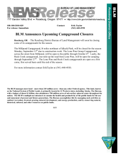 The Millpond Campground, l6 miles northeast of Idleyld Park, will be closed for the season Monday, September 13th due to construction work. The Lone Pine Group Campground, across the street from Millpond, will be open to the public through October 4th. Lastly, the Rock Creek campground, one mile up the road from Lone Pine, will be open for camping through September 27th. The Lone Pine and Rock Creek campgrounds are open on a first come, first served basis until the end of the season.