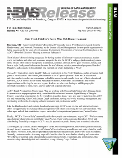 Alder Creek Children s Forest Wins Web Resources Award