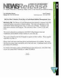 BLM to Host Volunteer Work Day at North Bank Habitat Management Area