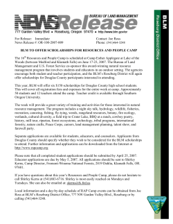 The 16th Resources and People Camp is Scheduled for June 17-23, 2007.