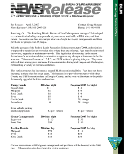 Roseburg District BLM Proposes Recreation Use Fee Increase
