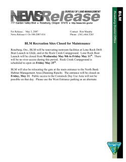 BLM Recreation Sites Closed for Maintenance