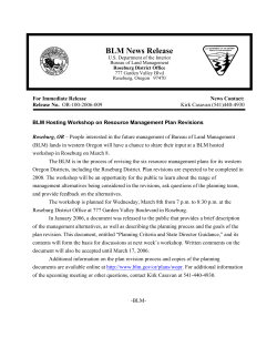BLM Hosting Workshop on Resource Management Plan Revisions