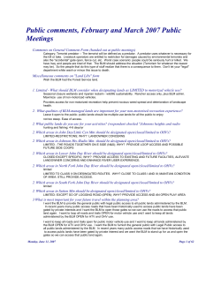 Public Comments - February and March 2007 Public Meetings