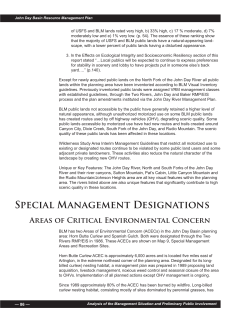 Special Management Designations