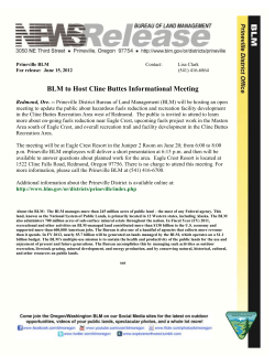 Redmond, Ore. -- Prineville District Bureau of Land Management (BLM) will be hosting an open meeting to update the public about hazardous fuels reduction and recreation facility development in the Cline Buttes Recreation Area west of Redmond. The public is invited to attend to learn more about on-going fuels reduction near Eagle Crest, upcoming fuels project work in the Maston Area south of Eagle Crest, and overall recreation trail and facility development in the Cline Buttes Recreation Area. The meeting will be at Eagle Crest Resort in the Juniper 2 Room on June 20; from 6:00 to 8:00 p.m.