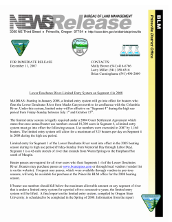 Lower Deschutes River - Limited Entry System on Segment 4 in 2008