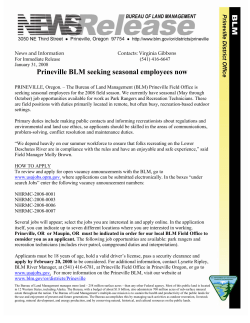 Prineville BLM seeking seasonal employees now