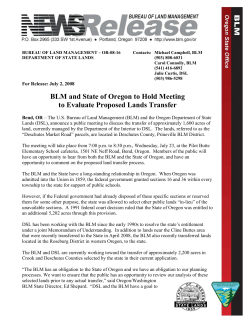 BLM and State of Oregon Host Meeting to Evaluate Land Transfer in Central Oregon