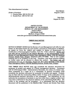 Timber Sale Notice August 2011 Sales **REVISED**