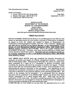 Timber Sale Notice Additional September 2011 Sales