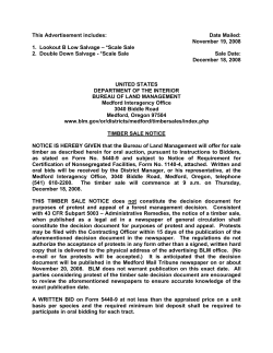 Timber Sale Notice for the Lookout B Low Salvage and Double Down Salvage timber sales