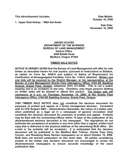 Upper East Kelsey Full Timber Sale Notice