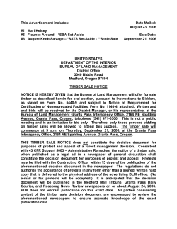 Mari Kelsey, Flounce Around, and August Knob Salvage Full Timber Sale Notice