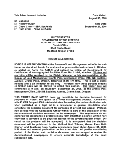 Caboose, Healthy Murph, Chew Choo, and Rum Creek Full Timber Sale Notice