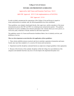 College of Arts & Sciences Tenure and Promotion Guidelines