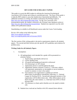BSN Guide for Scholarly Papers