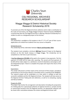 CSURA - Wagga Wagga and District Historical Society Scholarship