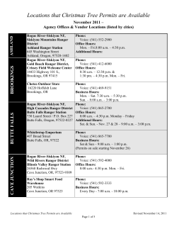 Agency Offices & Vendor Locations (listed by cities)