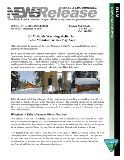 BLM announces the opening of the Table Mountain Winter Play Area and features a newly constructed warming shelter.