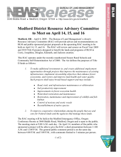 The Bureau of Land Management's citizen's Resource Advisory Committee (RAC) will provide advice and recommendations on BLM and public-sponsored project proposals at the upcoming RAC meeting to be held on April 14, 15, and 16. The RAC will review and concur on Fiscal Year 2009 and 2010 Title II projects designed to benefit the lands and programs of BLM in Curry, Josephine, Douglas, Klamath, and Jackson counties.