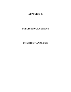 Appendix D, Public Involvement Comment Analysis