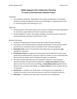 Collaborative Workshop To Create Forest Restoration Selection Criteria Agenda