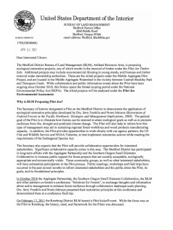 Middle Applegate Watershed Pilot Joe Project Scoping Letter