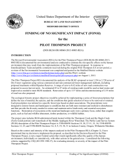 Pilot Thompson Project Planning Documents