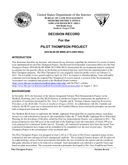Pilot Thompson Project Planning Documents