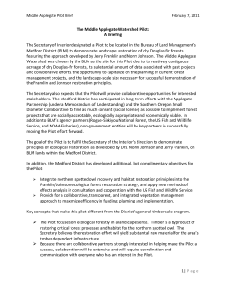 The Middle Applegate Watershed Pilot: A Briefing